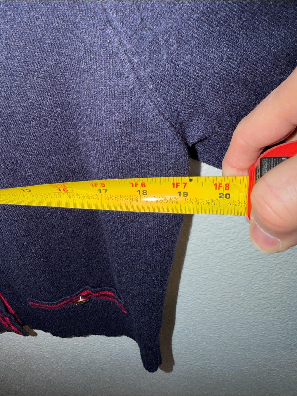 Classic Navy Cardigan with Red Trim - Picture 3 of 5